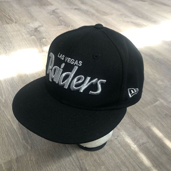 New Era Other - Las Vegas Raiders NFL Script New Era 59Fifty Fitted Baseball Hat Cap Black 7 1/2